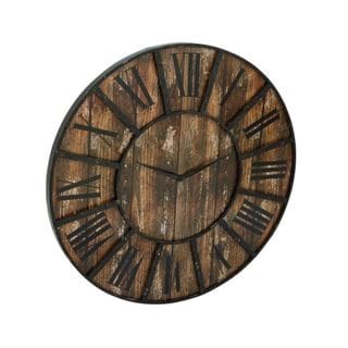 Benzara Black and Brown Metal and Wood 36-inch Diameter Clock