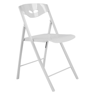 Radiant White Wood and Steel Space-saving Folding Chairs (Set of 2)