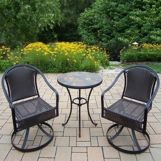 Hometown 3 Piece Bistro Set with table and Sedona Wicker Swivel Chairs