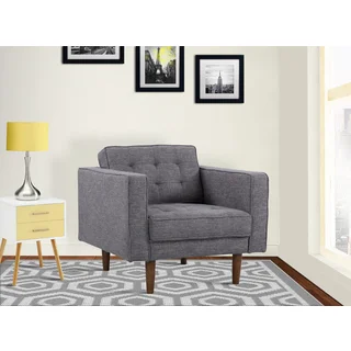 Armen Living Element Dark Grey Linen and Walnut Legs Mid-century Modern Chair