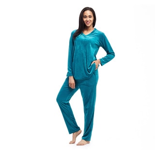 Women's Velour Long-sleeve Top and Pant Set