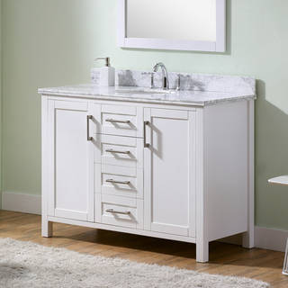 Infurniture White Carrara Marble 48-inch Bathroom Vanity