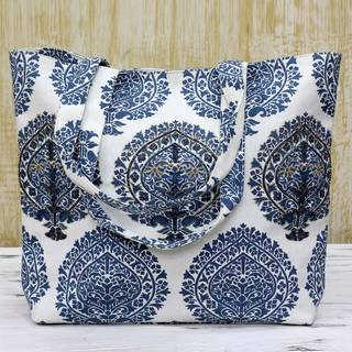 Handcrafted Cotton 'Grandiose' Tote Handbag (India)