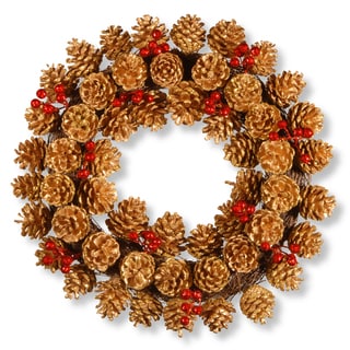 Brown Rattan 20-inch Glittered Pinecone Wreath