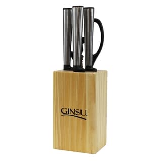 Ginsu Koden Series Stainless Steel 5-piece Knife Set with Wood Block Sheath