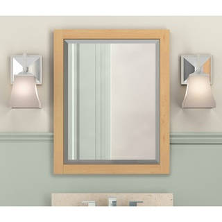 Alaterre 24-inch Natural Wood Beveled Bath Vanity Mirror