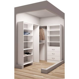 TidySquares Classic White Wood 59.5 x 81 Corner Walk-in Closet Organizer