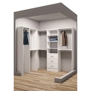 TidySquares Classic White Wood 81-inch x 78.25-inch Corner Walk-in Closet Organizer