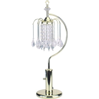 QMax Gold 27-inch Table Lamp With Crystal-inspired Shade