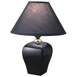 QMax Black LInen/Ceramic 15-inch Accent Table Lamp