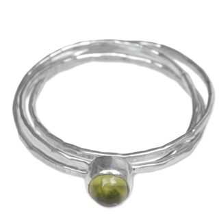 Set of 3 Handcrafted Sterling Silver 'Magical Essence in Light Green' Peridot Rings (Indonesia)
