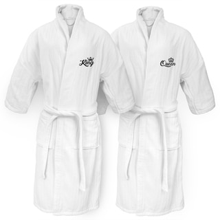 King and Queen Embroidered White Railroad Robe