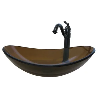 Novatto Babbuccia Glass Vessel Bathroom Sink Set, Oil Rubbed Bronze