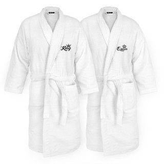 King and Queen Embroidered White Sugarcube Robe