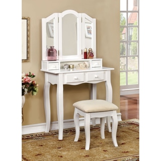 Furniture of America Paula Classic 2-piece Vanity Table and Padded Stool Set