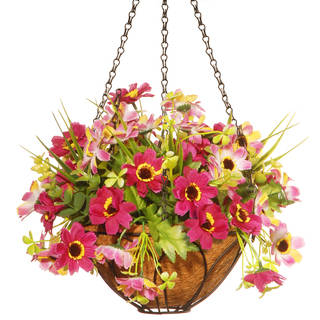 National Tree Company 13-inch Cherry Blossom Hanging Basket