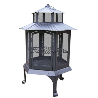 Oakland Living Corporation Coastal Fire Pit with Spark Guard Screens and Full 360-view Door
