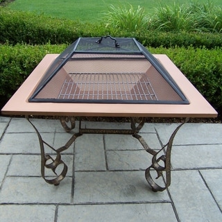 Royal Square Antique Bronze and Cooper Fire Pit with Spark Guard Lid