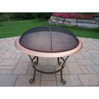 Saginaw Antique Bronze Finish Iron 30-inch Round Fire Pit with Spark Guard Lid and Grill