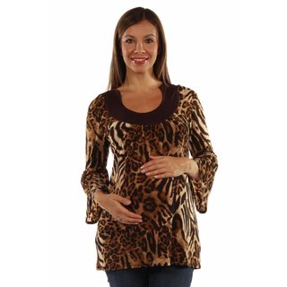 24/7 Comfort Apparel Women's Lovely Leopard Print Maternity Tunic Top