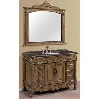 Regine Brown-Grey Marble Top 48-inch Single Bathroom Vanity with Mirror