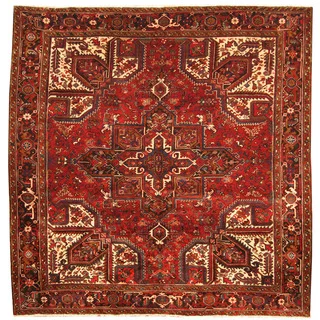 Herat Oriental Antique 1940's Persian Hand-knotted Heriz Wool Rug (8'9 x 8'9)