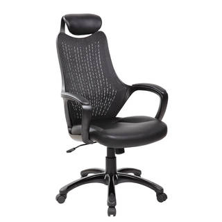 Executive High Back Genus Black Faux Leather Desk Chair with Headrest