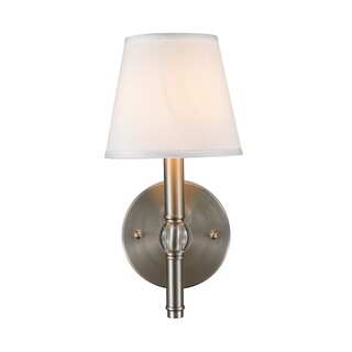 Golden Lighting Waverly Pewter One-Light Wall Sconce With Classic White Shade