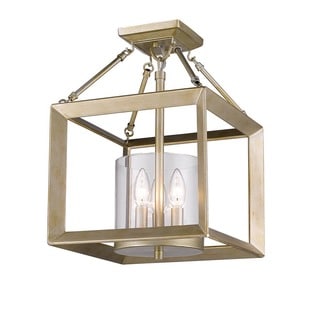 Golden Lighting Smyth White Gold Steel Cler Glass Convertible Semi-flush Light Fixture