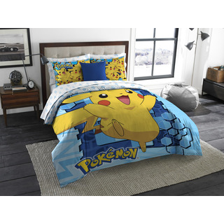 Northwest Company Pokemon Big Pika Blue and Yellow Twin/ Full 3-piece Comforter Set