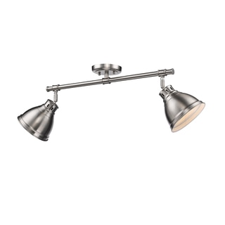 Duncan 2 Light Semi-Flush in Pewter with Pewter Shades