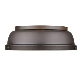 Golden Lighting Duncan Rubbed Bronze 14-inch Flush Mount With Rubbed Bronze Shade