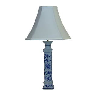 Crown Lighting Cermamic 1-light Blue and White Floral Pattern Table Lamp Buffet Lamp