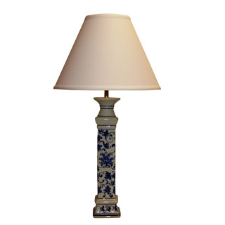 Crown Lighting Cermamic 1-light Blue and White Floral Pattern Table Lamp/Buffet Lamp