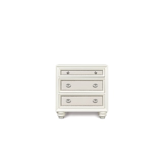 Magnussen Home Furnishings B2344 Diamond Cream-finished PVC, Crystal, and Chrome-plated Metal Three-drawer Nightstand