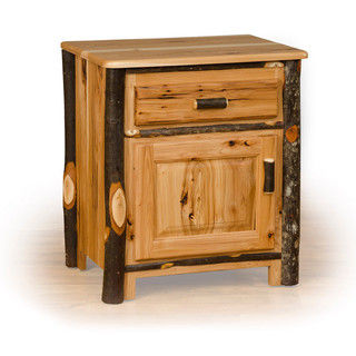 Rustic Hickory Nightstand With 1 Drawer and Door