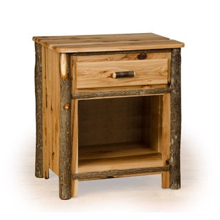 Rustic Hickory Nightstand with 1 Drawer and 1 Shelf
