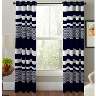 Pointehaven Mariner's Multicolor Cotton Striped Printed Window Curtain Panel Pair