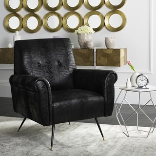 Safavieh Mid-Century Modern Mira Faux Leather Black Accent Chair