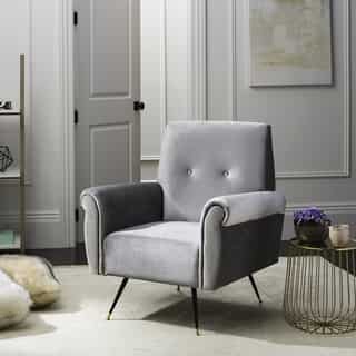 Safavieh Mid-Century Modern Mira Velvet Light Grey Accent Chair