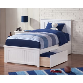 Nantucket Twin XL Bed with Matching Foot Board with 2 Urban Bed Drawers in White