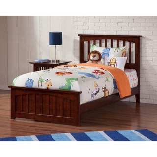 Mission Twin XL Bed with Matching Foot Board in Walnut