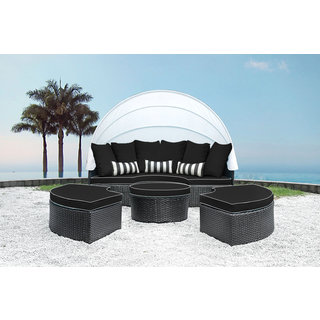 Solis Sombra 4-Piece Black and White Daybed