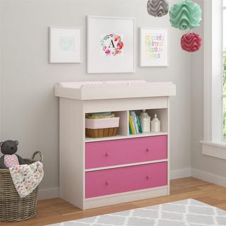 Ameriwood Home Applegate Changing Table with 2 Pink Fabric Bins by Cosco