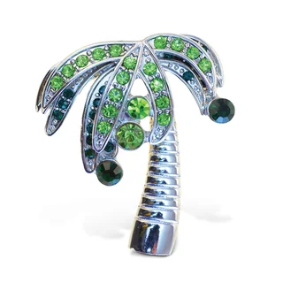 Puzzled Metal Palm Tree Refrigerator Sparkling Magnets with Crystals