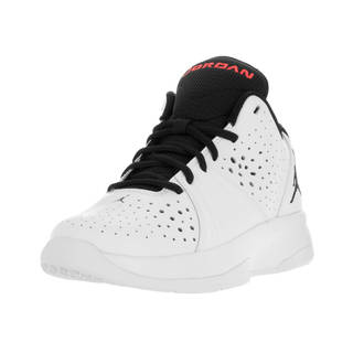 Nike Jordan Kids White/Black/Red Synthetic Leather High-top Basketball Shoe