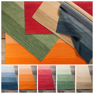 Artist's Loom Flatweave Contemporary Stripe Pattern Cotton Rug (2'x3')(Set of 3)