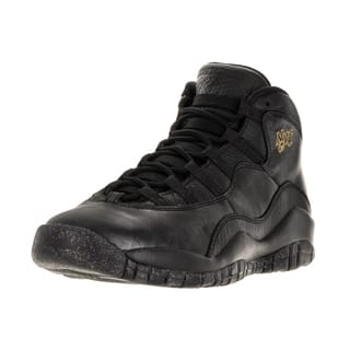 Nike Jordan Kids' Air Jordan 10 Retro Black Leather Basketball Shoe