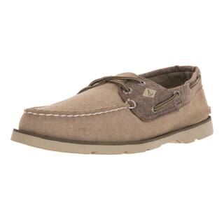 Sperry Top-sider Men's Leeward Chambray Tan/Chocolate Canvas Boat Shoe