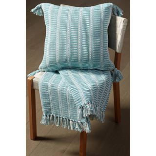 Striped Cream Cotton 50-inches x 60-inches Reversible Tealand Throw